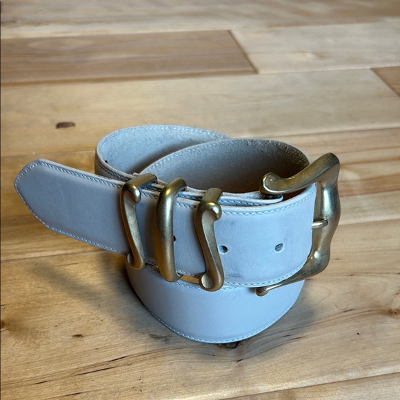 Brighton Accessories - Brighton Cream Belt with Gold Buckle size Medium